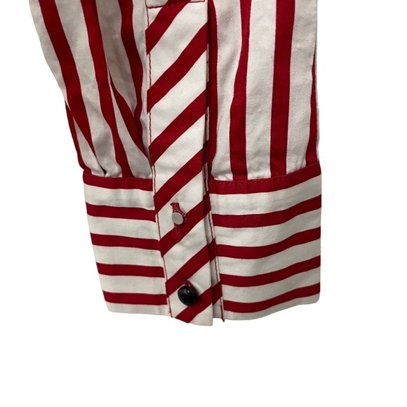 Anne Klein Layered Collar Striped Shirt Sweater | Red | Size M - Picture 5 of 8
